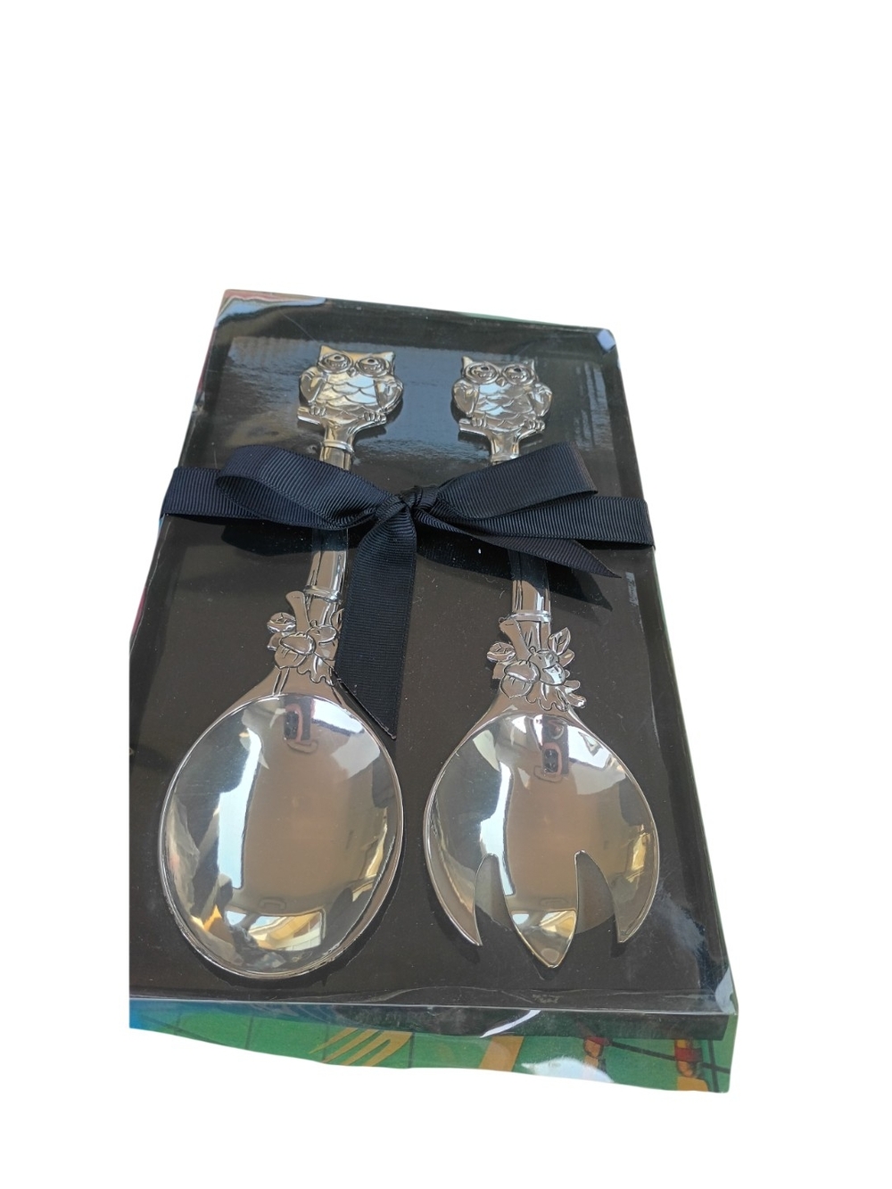 2pcs Owl Serving Set by Ganz - Large Serving Fork And Spoon. NIB.